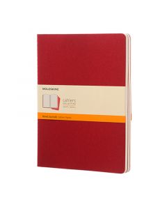 Cahier Journal Linjeret XL Rød 3-Pack