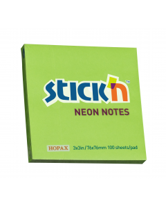 Notesblok 76x76 100 Blad Neon Grøn