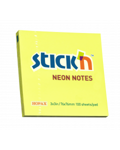 Notesblok 76x76 100 Blad Neon Gul