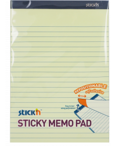 Sticky Memo 254x178 50 Blad Linjeret Gul