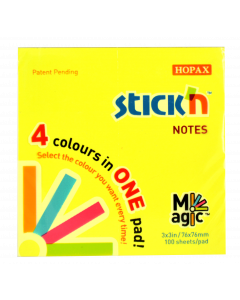 Magic Notesblok 76x76 100 Blad Assorterat Neon