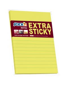 Notesblok Extra Sticky 150x101 90 Blad Linjeret Neon Gul