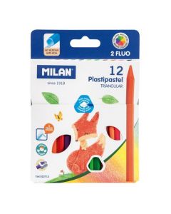 MILAN Trekantede Plastipastel Kridt 12 Farver